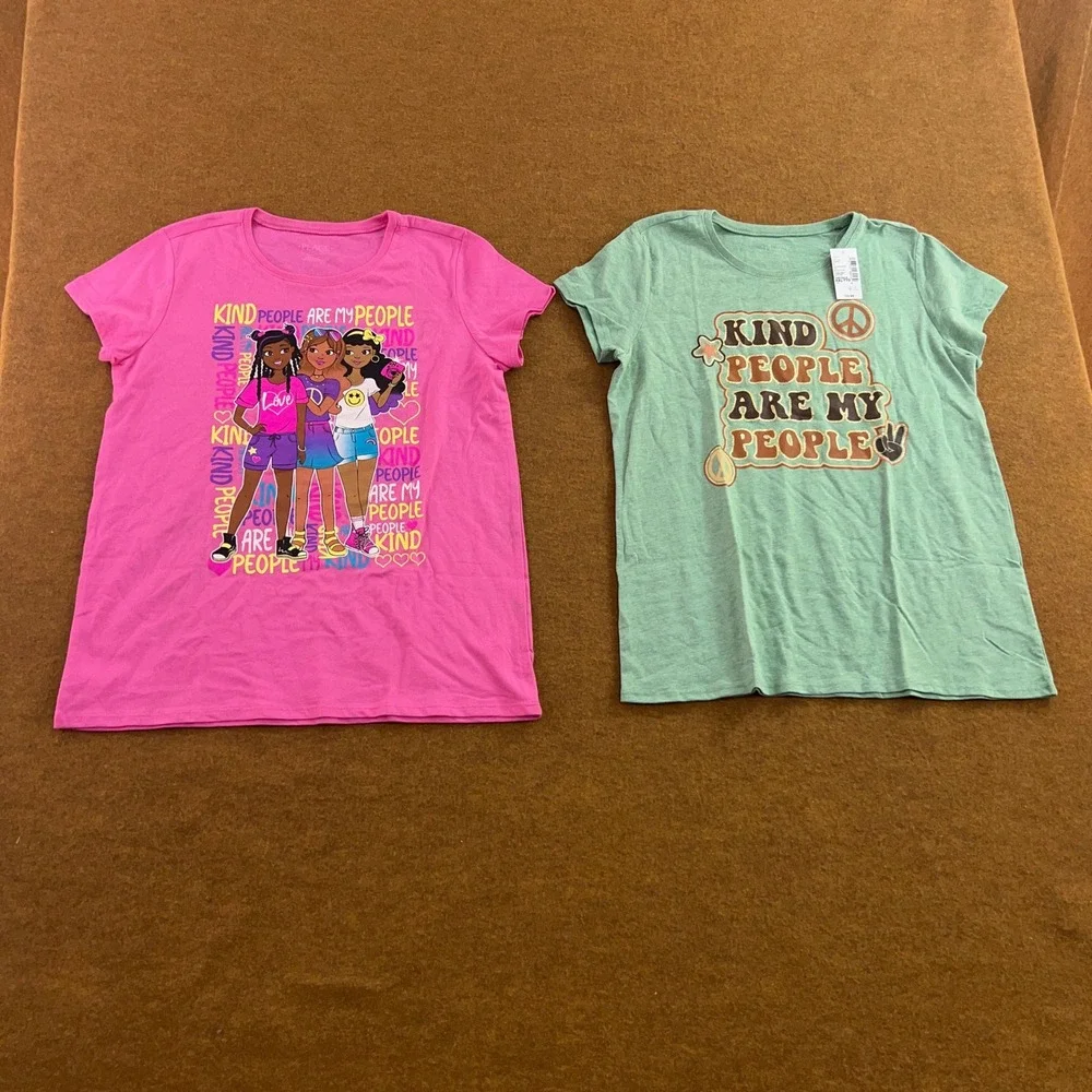 The Children's Place Girls 16 Pink Green Kind People Are My People T-Shirt Lot 2